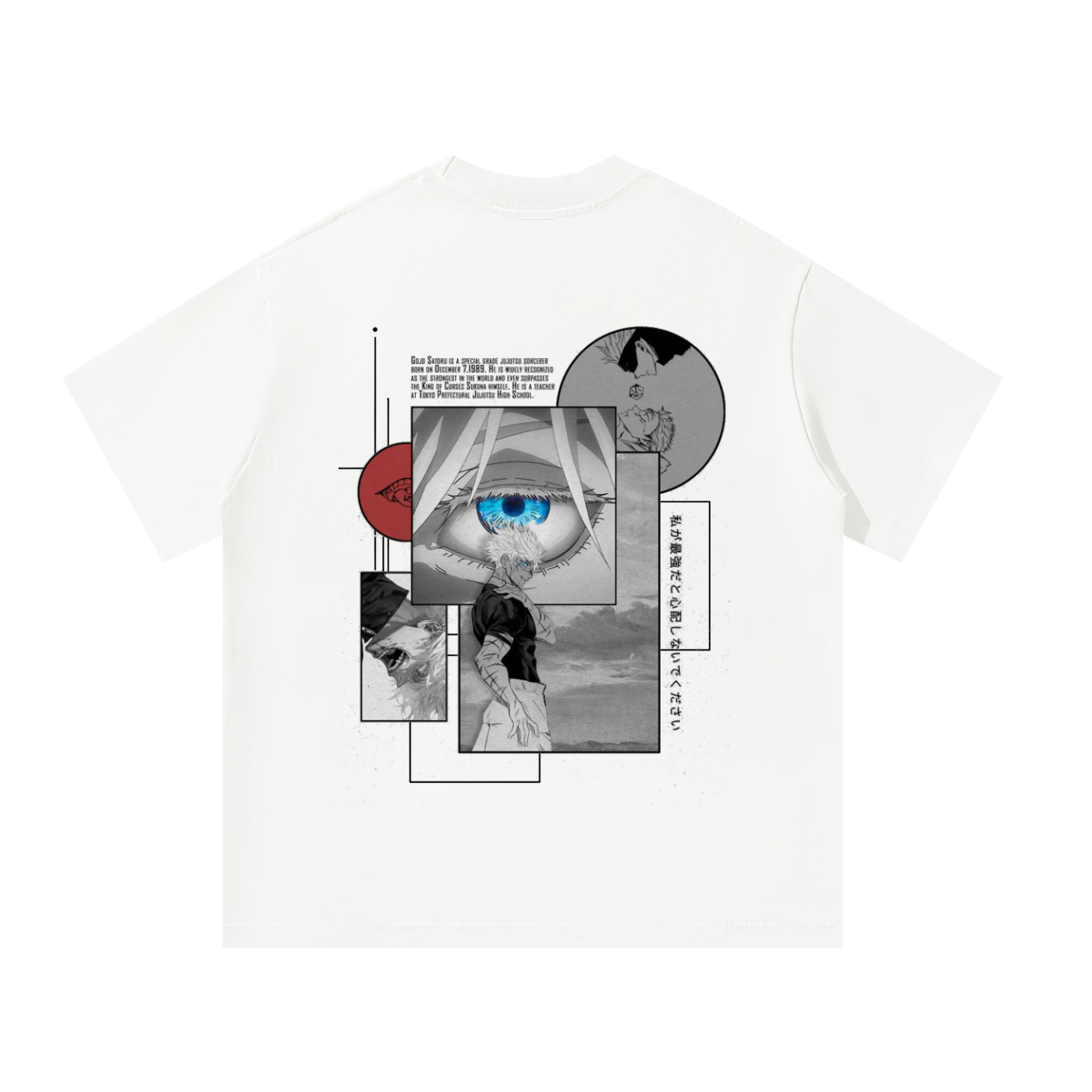 Gojo Satoru Blue Eyes White Oversize Tee